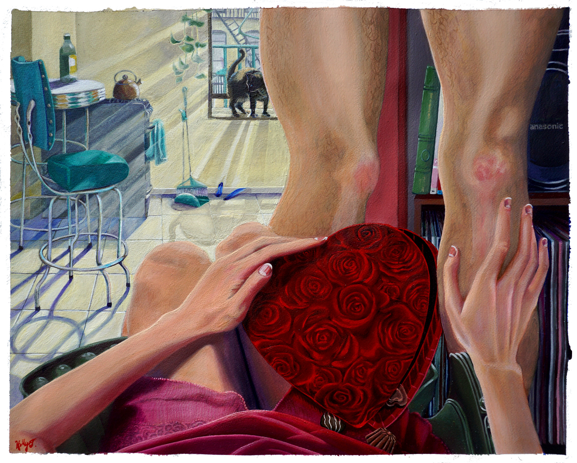 Halt, Heart, 16x20 2020 <br>acrylic on paper